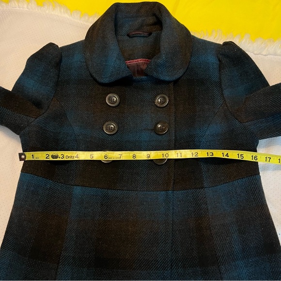 Neu Look Plaid Wool Blend Pea Coat Size 10 UK Size 38 EU Italian Fabric - Picture 7 of 15
